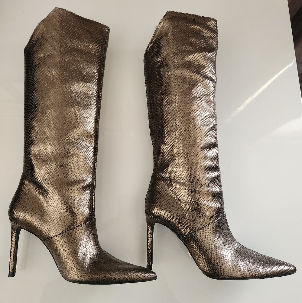 Textured Finish High Heel Boots